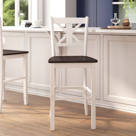 Flash Furniture Antique White Wash Solid Wood Bar Stools, 2PK ES-STBN1-29-WH-2-GG